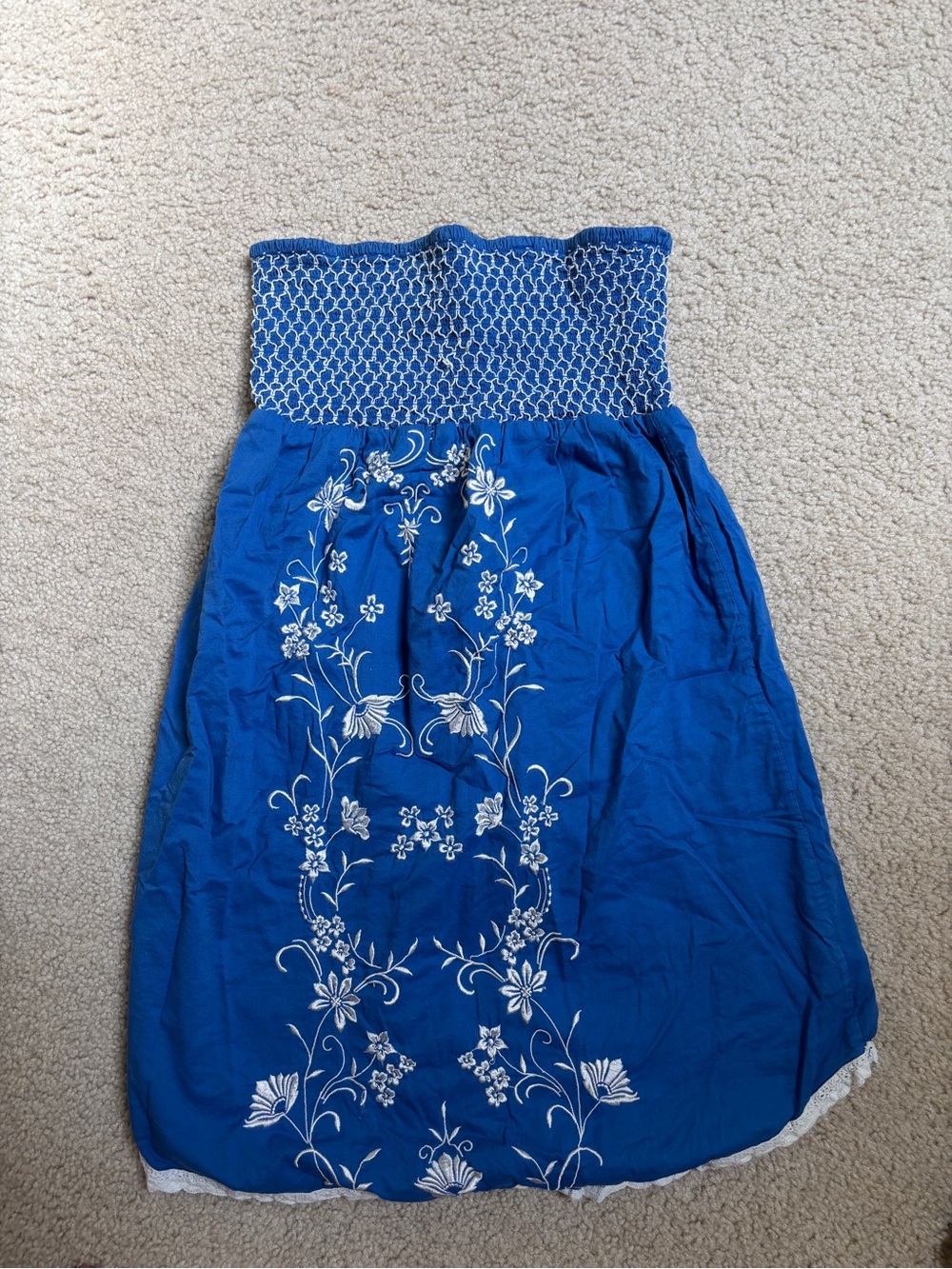 Royal Blue Strapless Embroidered Sundress